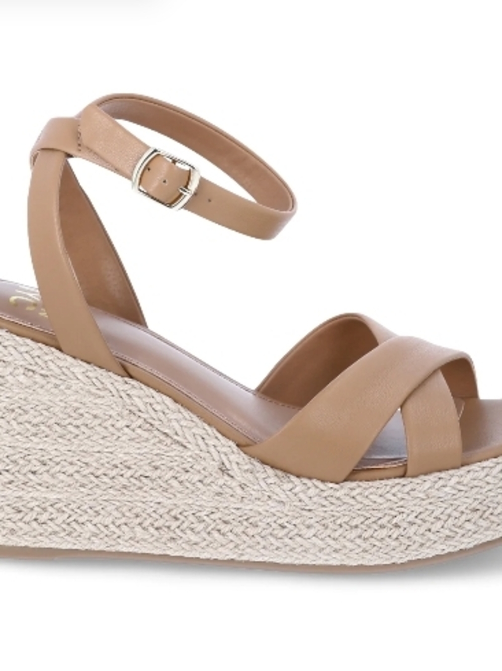 Madden NYC Tan Leather Crisscross Espadrille Wedges - Picture 2 of 4